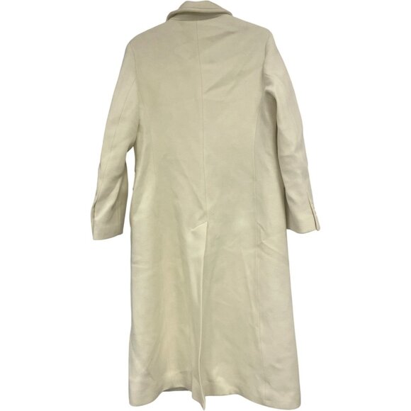 Zara Womens Long Wool Coat Jacket L Ivory Cream Double Breasted 2212/806 NWT - Picture 3 of 14